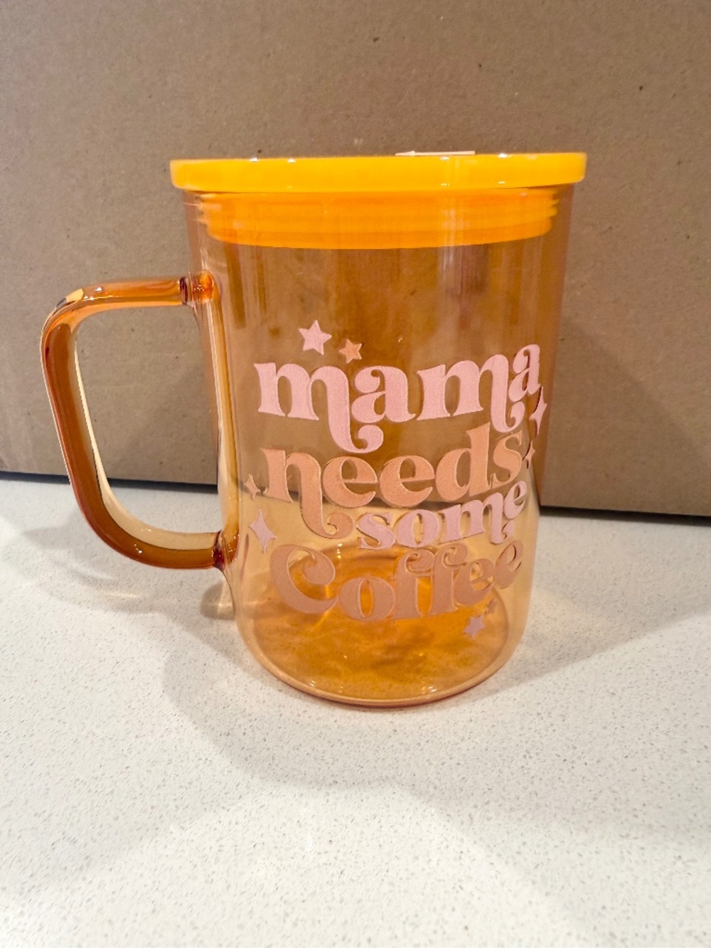 Golden yellow Glass mug